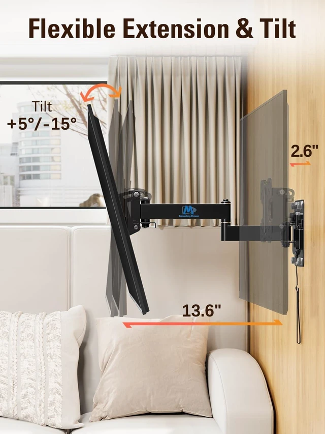 Alt view image 5 of 7 - Lockable RV TV Mount for Most 10-26 Inch Flat Screen, 33 lbs RV TV Mount Bracket for Camper Trailer Truck Boat, Full Motion RV TVs Wall Mount Quick Release Lock, VESA 100x100mm, MD2209