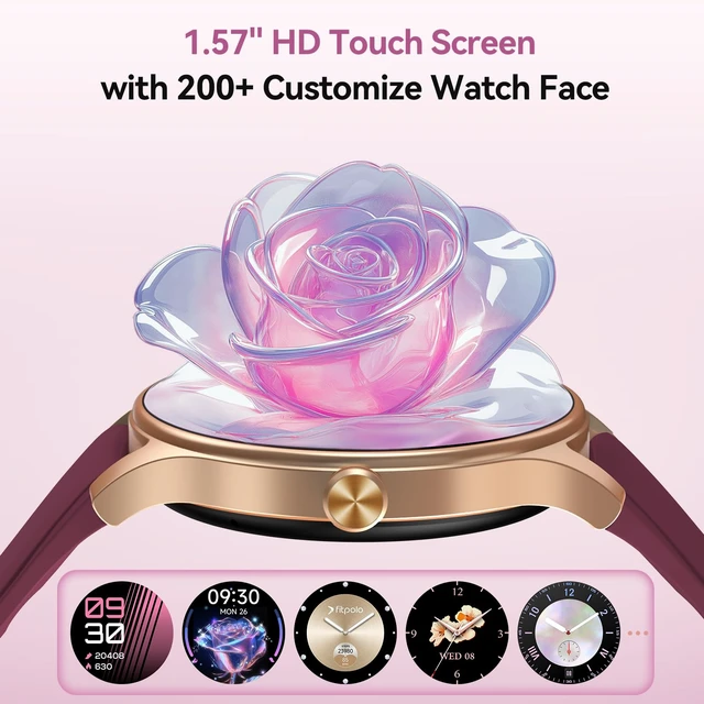 Alt view image 2 of 7 - Smart Watch for Women, 105+ Sports Modes Fitness Tracker (Purple) 1.57" HD Display, BT Call/Answer, IP68 Waterproof, 7/24 Heart Rate/Sleep/Stress Monitor, AI Voice, 105+ Sports Modes