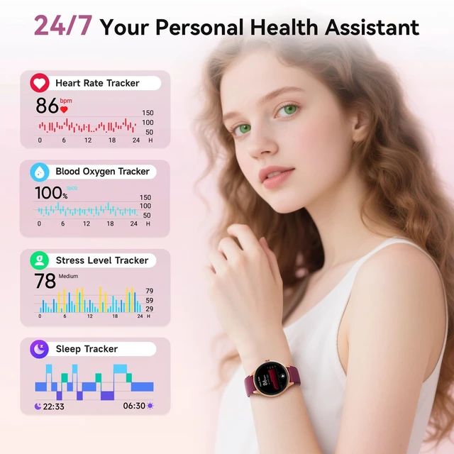 Alt view image 4 of 7 - Smart Watch for Women, 105+ Sports Modes Fitness Tracker (Purple) 1.57" HD Display, BT Call/Answer, IP68 Waterproof, 7/24 Heart Rate/Sleep/Stress Monitor, AI Voice, 105+ Sports Modes