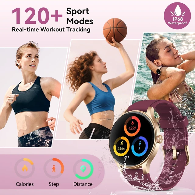 Alt view image 5 of 7 - Smart Watch for Women, 105+ Sports Modes Fitness Tracker (Purple) 1.57" HD Display, BT Call/Answer, IP68 Waterproof, 7/24 Heart Rate/Sleep/Stress Monitor, AI Voice, 105+ Sports Modes