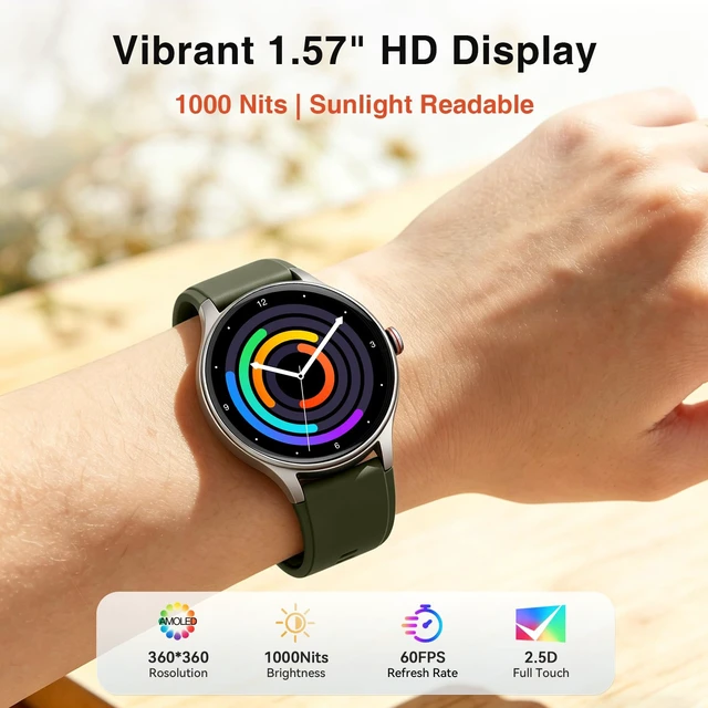 Alt view image 2 of 7 - Smart Watch for Men Women, 105+ Sports Modes Fitness Tracker (Green) 1.57" HD Display, BT Call/Answer, IP68 Waterproof, 7/24 Heart Rate/Sleep/Stress Monitor, AI Voice, 105+ Sports Modes