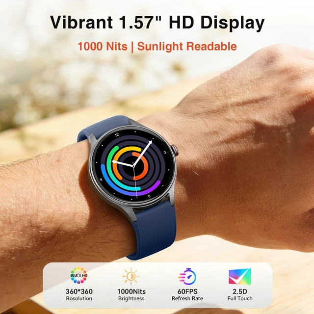 Alt view image 2 of 7 - Smart Watch for Men Women, 105+ Sports Modes Fitness Tracker (Blue) 1.57" HD Display, BT Call/Answer, IP68 Waterproof, 7/24 Heart Rate/Sleep/Stress Monitor, AI Voice, 105+ Sports Modes