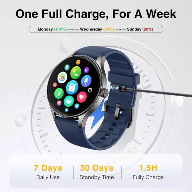 Alt view image 7 of 7 - Smart Watch for Men Women, 105+ Sports Modes Fitness Tracker (Blue) 1.57" HD Display, BT Call/Answer, IP68 Waterproof, 7/24 Heart Rate/Sleep/Stress Monitor, AI Voice, 105+ Sports Modes