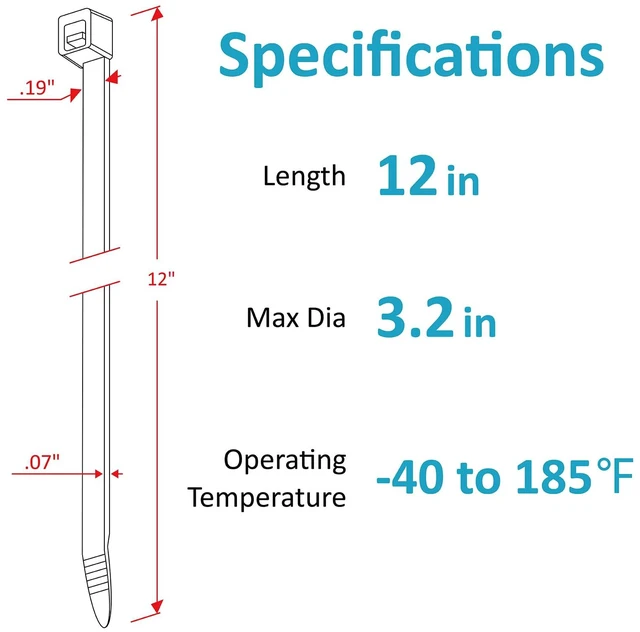 Alt view image 2 of 7 - Zip Ties 12 inch (4000 Pack), 85 lb, Double-sided Toothed, Delivering 1.7X Tensile Strength in the Same Specs, Black, Heavy Duty Cable Ties