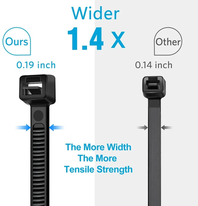 Alt view image 4 of 7 - Zip Ties 12 inch (4000 Pack), 85 lb, Double-sided Toothed, Delivering 1.7X Tensile Strength in the Same Specs, Black, Heavy Duty Cable Ties