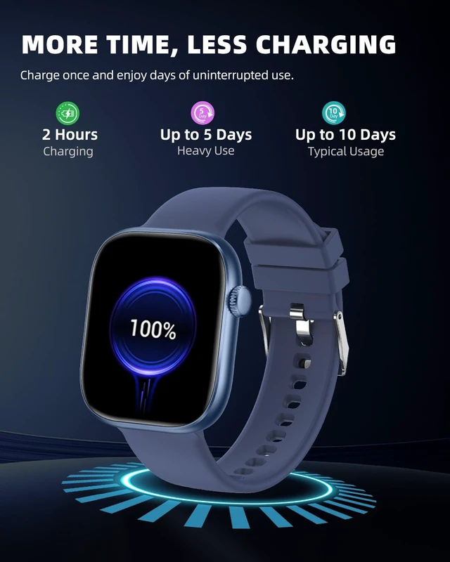 Alt view image 6 of 7 - Smart Watch for Women Men, Fitness and Sleep Trackers with 1.83" HD Touchscreen, Bluetooth Calling Smartwatch for Android/iOS, IP67 Waterproof Multi-Sport Modes Pedometer, Navy Blue