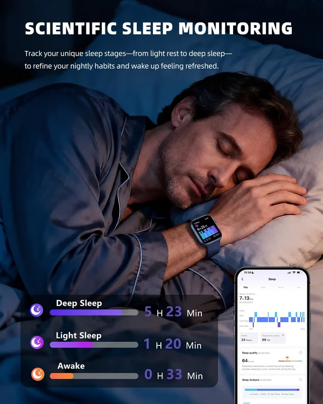 Alt view image 7 of 7 - Smart Watch for Women Men, Fitness and Sleep Trackers with 1.83" HD Touchscreen, Bluetooth Calling Smartwatch for Android/iOS, IP67 Waterproof Multi-Sport Modes Pedometer, Navy Blue