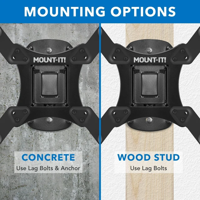 Alt view image 7 of 7 - Mount-It Full Motion TV Wall Mount for 17-50 Inch, Steel, 44 lbs, Black Swivel Tilt Articulating Bracket, Monitor Wall Mount, VESA 75x75 to 200x200, Single Stud, Low-Profile 2.4 in, for RV