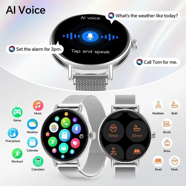 Alt view image 5 of 7 - Smart Watch for Men Women,1.57" Touchscreen,Round Fitness Trackers Answer/Make Call,Heart Rate/Sleep/SpO2,Compatible for iPhone/Samsung/Android,IP68 Waterproof,110+ Sport Mode,Metallic Silver