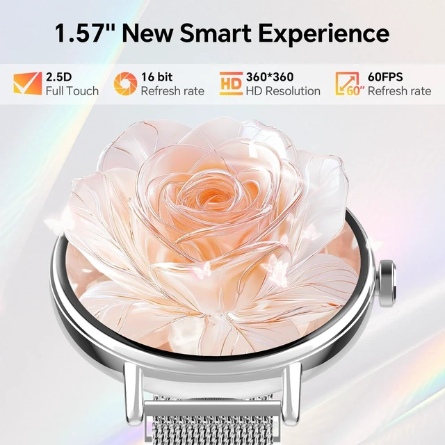 Alt view image 7 of 7 - Smart Watch for Men Women,1.57" Touchscreen,Round Fitness Trackers Answer/Make Call,Heart Rate/Sleep/SpO2,Compatible for iPhone/Samsung/Android,IP68 Waterproof,110+ Sport Mode,Metallic Silver