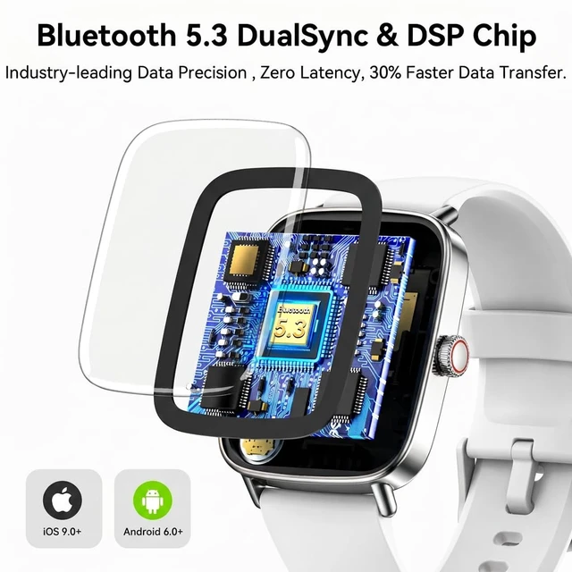 Alt view image 2 of 7 - Smart Watch for Women Men, 1.85" HD AMOLED Fitness Tracker (Answer/Call) with 24/7 Heart Rate/Sleep/SpO2 Monitor for iPhone & Android, 120+ Sports Modes Smartwatch with IP68 Waterproof, 2 Bands