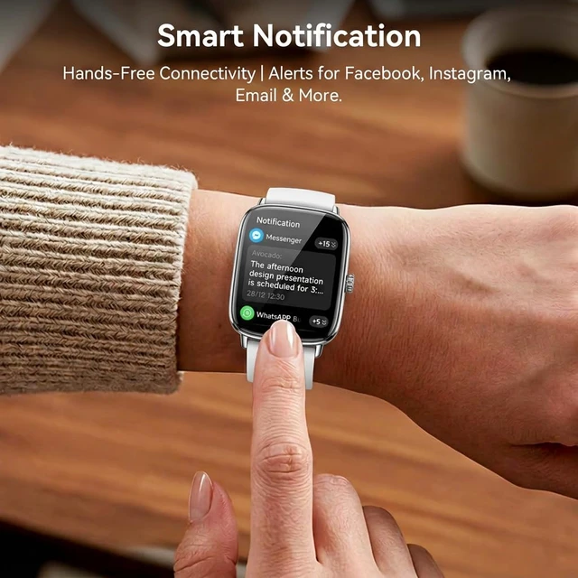 Alt view image 4 of 7 - Smart Watch for Women Men, 1.85" HD AMOLED Fitness Tracker (Answer/Call) with 24/7 Heart Rate/Sleep/SpO2 Monitor for iPhone & Android, 120+ Sports Modes Smartwatch with IP68 Waterproof, 2 Bands