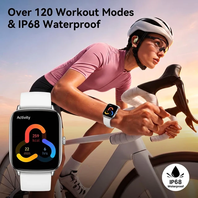 Alt view image 6 of 7 - Smart Watch for Women Men, 1.85" HD AMOLED Fitness Tracker (Answer/Call) with 24/7 Heart Rate/Sleep/SpO2 Monitor for iPhone & Android, 120+ Sports Modes Smartwatch with IP68 Waterproof, 2 Bands