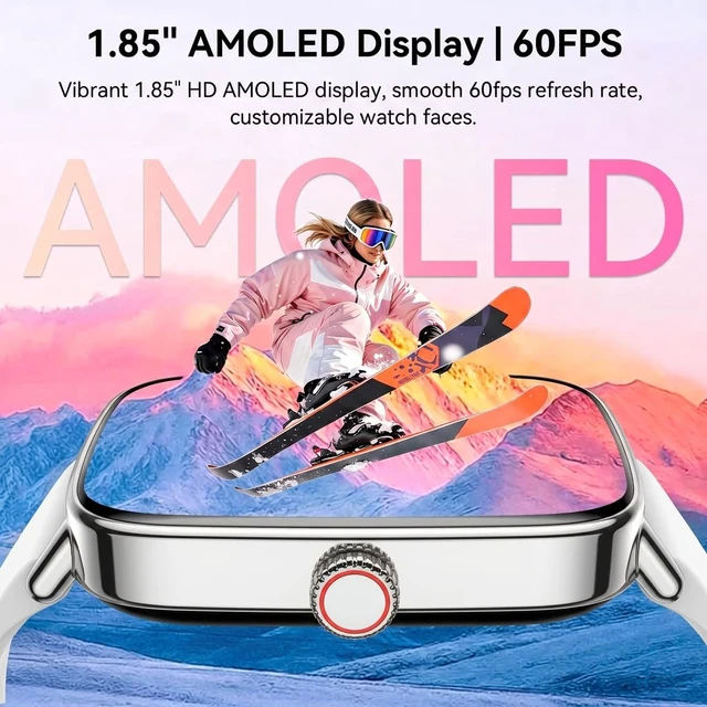 Alt view image 7 of 7 - Smart Watch for Women Men, 1.85" HD AMOLED Fitness Tracker (Answer/Call) with 24/7 Heart Rate/Sleep/SpO2 Monitor for iPhone & Android, 120+ Sports Modes Smartwatch with IP68 Waterproof, 2 Bands