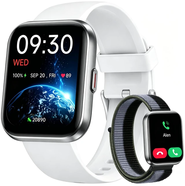 Main image of Smart Watch for Women, Answer/Make Calls, Alexa Built-in, 1.85" Touch Screen Fitness Tracker for Android & iPhone, Heart Rate/Sleep/SpO2 Monitor Smartwatch, Waterproof (White)