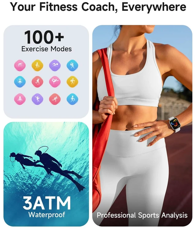 Alt view image 4 of 7 - Smart Watch for Women, Answer/Make Calls, Alexa Built-in, 1.85" Touch Screen Fitness Tracker for Android & iPhone, Heart Rate/Sleep/SpO2 Monitor Smartwatch, Waterproof (White)