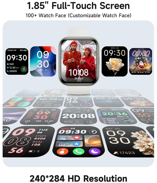 Alt view image 6 of 7 - Smart Watch for Women, Answer/Make Calls, Alexa Built-in, 1.85" Touch Screen Fitness Tracker for Android & iPhone, Heart Rate/Sleep/SpO2 Monitor Smartwatch, Waterproof (White)