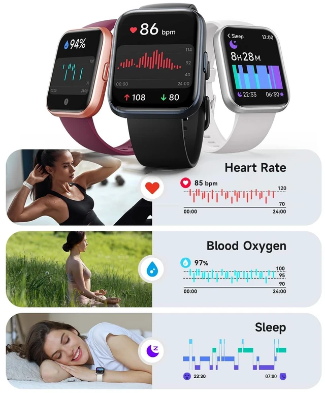 Alt view image 3 of 7 - Smart Watch for Women, Answer/Make Calls, Alexa Built-in, 1.85" Touch Screen Fitness Tracker for Android & iPhone, Heart Rate/Sleep/SpO2 Monitor Smartwatch, Waterproof (White)