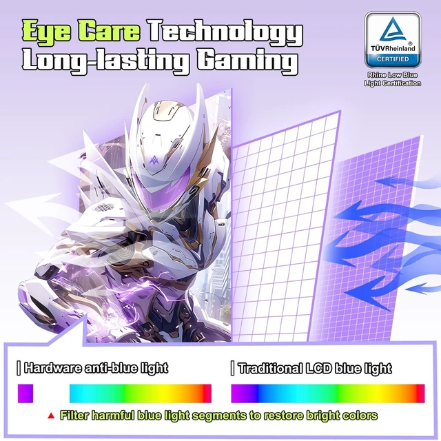 Alt view image 7 of 7 - 27" White Gaming Monitor, WQHD 2560x1440 200Hz Fast IPS 1ms HDR400 130% sRGB, 8bit+FRC, Adaptive Sync, TÜV Eye Care, HDMI 2.0x2, DP 1.4x2, VESA 100x100 AMZG27F6Q for Competitive & 3A Gaming
