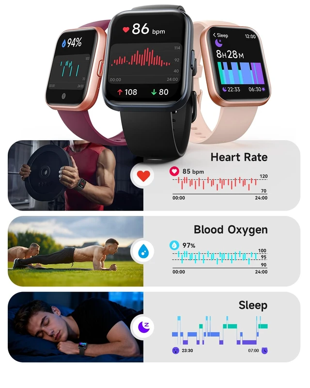 Alt view image 3 of 7 - Smart Watch for Women, Answer/Make Calls, Alexa Built-in, 1.85" Touch Screen Fitness Tracker for Android & iPhone, Heart Rate/Sleep/SpO2 Monitor Smartwatch, Waterproof (Black)