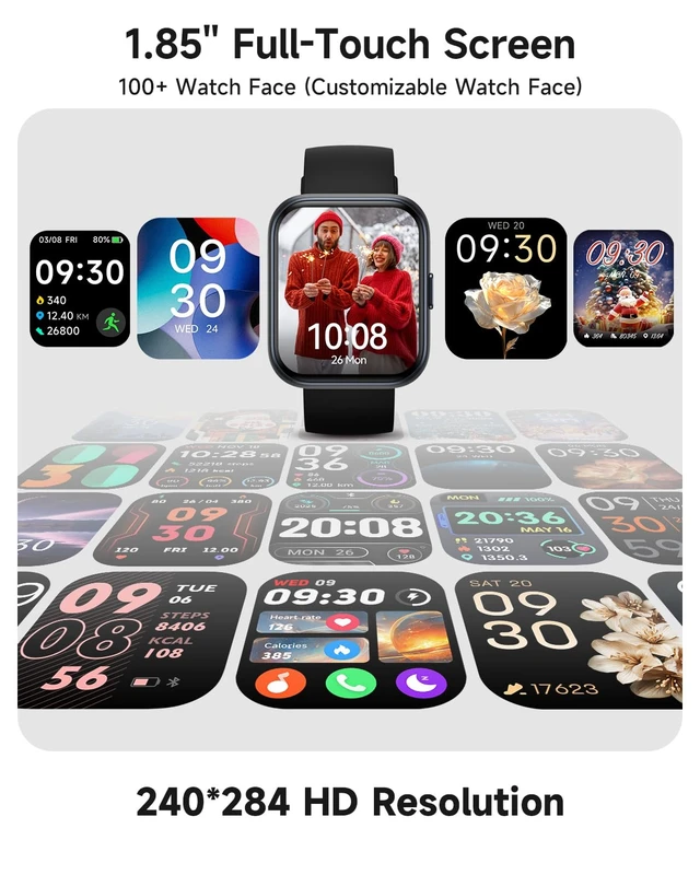 Alt view image 6 of 7 - Smart Watch for Women, Answer/Make Calls, Alexa Built-in, 1.85" Touch Screen Fitness Tracker for Android & iPhone, Heart Rate/Sleep/SpO2 Monitor Smartwatch, Waterproof (Black)