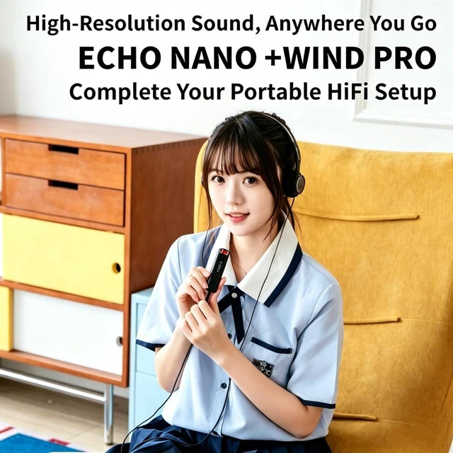 Alt view image 6 of 7 - FiiO Echo Nano Retro HiFi Music Player with Scroll Wheel, CS43131 DAC, USB DAC, Lossless Audio Player Supporting DSD256/FLAC/WAV/MP3, 3.5mm Output, 256GB Expansion (Black)