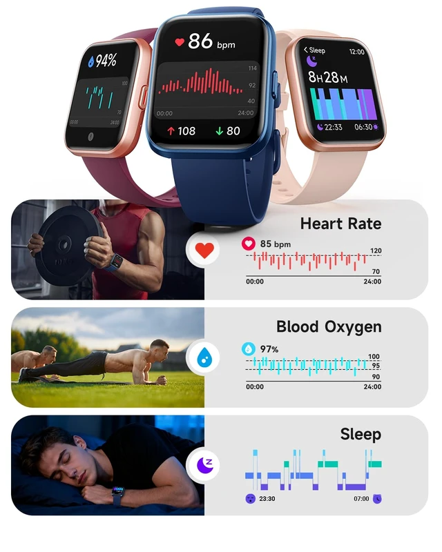 Alt view image 3 of 7 - Smart Watch for Women, Answer/Make Calls, Alexa Built-in, 1.85" Touch Screen Fitness Tracker for Android & iPhone, Heart Rate/Sleep/SpO2 Monitor Smartwatch,Waterproof (Deep Blue)