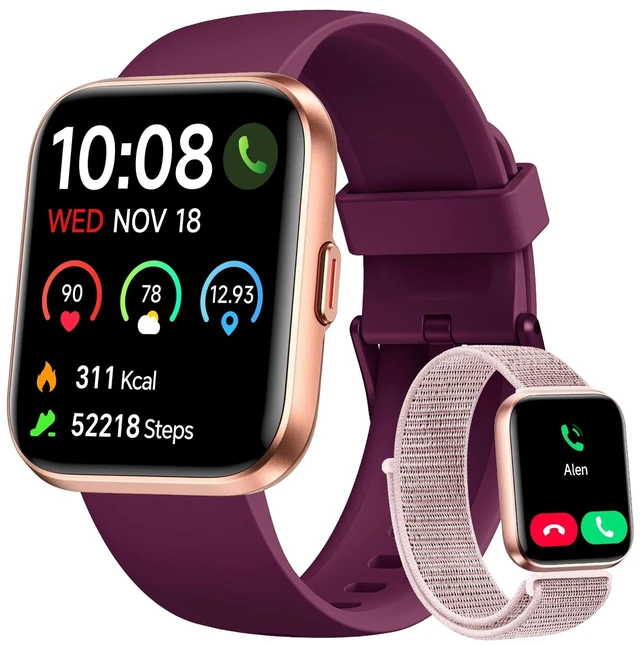 Main image of Smart Watch for Women, Answer/Make Calls, Alexa Built-in, 1.85" Touch Screen Fitness Tracker for Android & iPhone, Heart Rate/Sleep/SpO2 Monitor Smartwatch, Waterproof (Deep Purple)