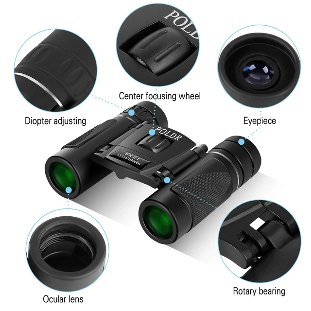 Alt view image 3 of 7 - 8x21 Small Compact Binoculars for Adults, Travel Hiking Essentials Mini Pocket, Foldable, Lightweight, BAK4 FMC Optics for Bird Watching Concert Opera, Waterproof, with Strap