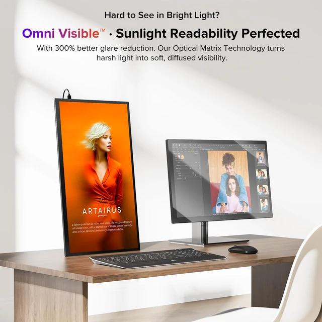 Alt view image 5 of 7 - NxtLED Portable Monitor 18.5" 120Hz, Professional Eye-Care Screen 145% sRGB Matte Travel Gaming Monitor for MacBook, Laptop, PC, Portable Second Screen with Kickstand, Bag, VESA