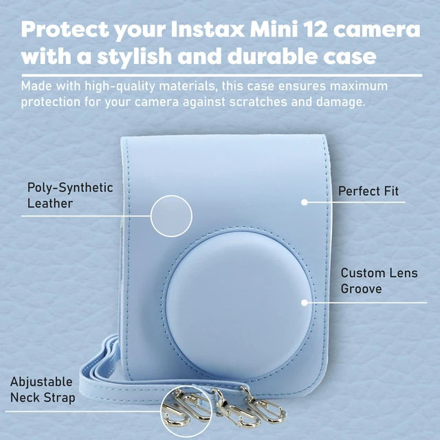 Alt view image 4 of 7 - Instax Mini 12 Instant Camera Bundle with Instax Mini Instant Film Value Pack (60 Sheets) with Accessories Including Protective Case, Strap, Photo Album (Pastel Blue)
