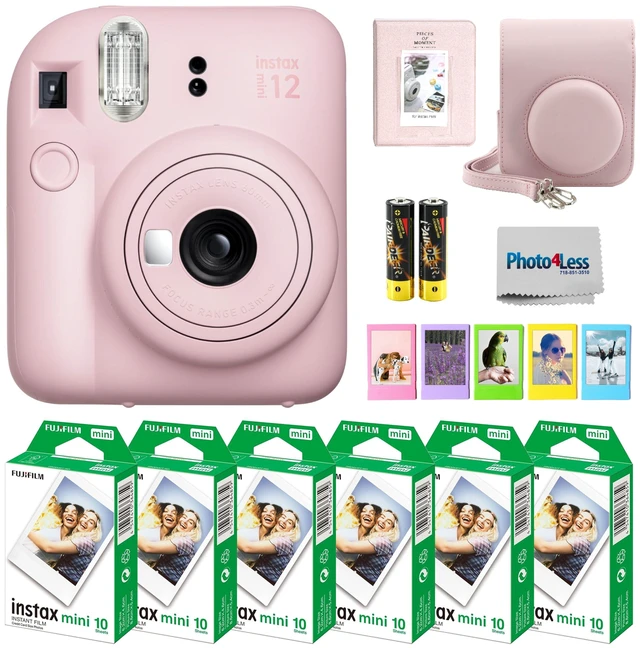 Main image of Instax Mini 12 Instant Camera Bundle with Instax Mini Instant Film Value Pack (60 Sheets) with Accessories Including Protective Case, Strap, Photo Album (Blosssom Pink)