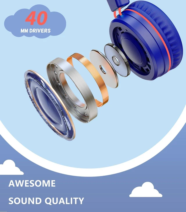 Alt view image 3 of 7 - Upgrade USB Type C Kids Headphone for School, 94dB Safe Volume Limited, HD Stereo Sound, Foldable Lightweight On-Ear Headphones for Boys/Girls/Students/Tablet/Travel(Navy Blue)