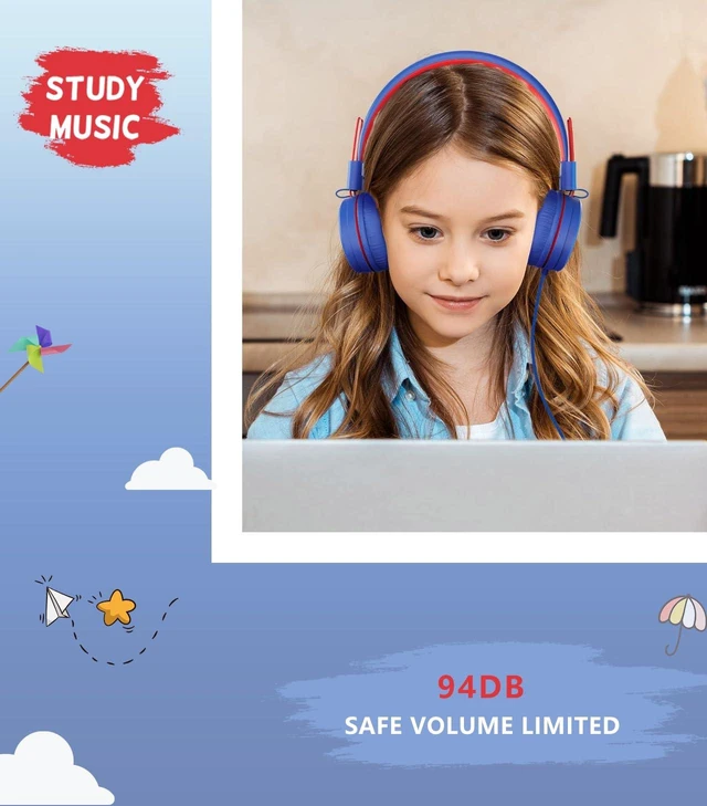 Alt view image 5 of 7 - Upgrade USB Type C Kids Headphone for School, 94dB Safe Volume Limited, HD Stereo Sound, Foldable Lightweight On-Ear Headphones for Boys/Girls/Students/Tablet/Travel(Navy Blue)