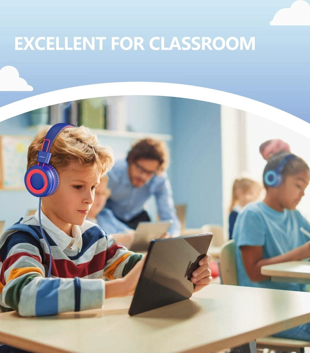 Alt view image 7 of 7 - Upgrade USB Type C Kids Headphone for School, 94dB Safe Volume Limited, HD Stereo Sound, Foldable Lightweight On-Ear Headphones for Boys/Girls/Students/Tablet/Travel(Navy Blue)