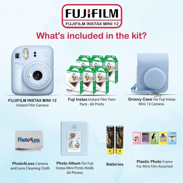 Alt view image 2 of 7 - Instax Mini 12 Instant Camera Bundle with Instax Mini Instant Film Value Pack (60 Sheets) with Accessories Including Protective Case, Strap, Photo Album (Pastel Blue)