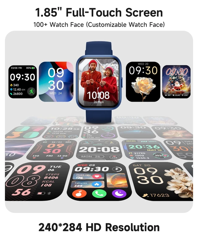 Alt view image 6 of 7 - Smart Watch for Women, Answer/Make Calls, Alexa Built-in, 1.85" Touch Screen Fitness Tracker for Android & iPhone, Heart Rate/Sleep/SpO2 Monitor Smartwatch,Waterproof (Deep Blue)