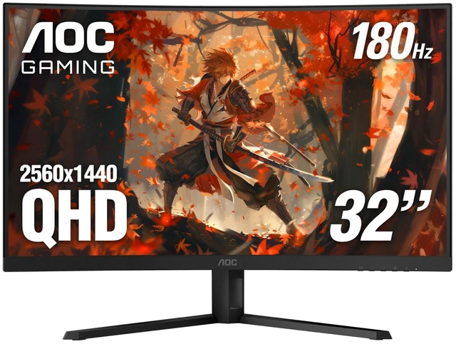 Main image of 32 Inch Curved Gaming Monitor 2K QHD 180Hz VA 0.5ms HDR, CQ32G4VE 2560×1440 Computer Monitor, Adaptive-Sync, DP 1.4, HDMI 2.0, Earphone Out, VESA Mount, Console Ready, 3-Year Zero-Bright-Dot