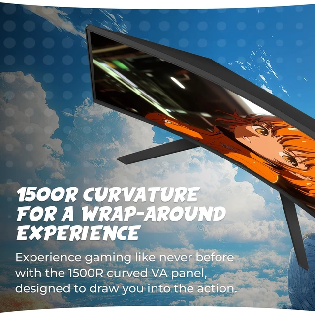 Alt view image 3 of 7 - 32 Inch Curved Gaming Monitor 2K QHD 180Hz VA 0.5ms HDR, CQ32G4VE 2560×1440 Computer Monitor, Adaptive-Sync, DP 1.4, HDMI 2.0, Earphone Out, VESA Mount, Console Ready, 3-Year Zero-Bright-Dot