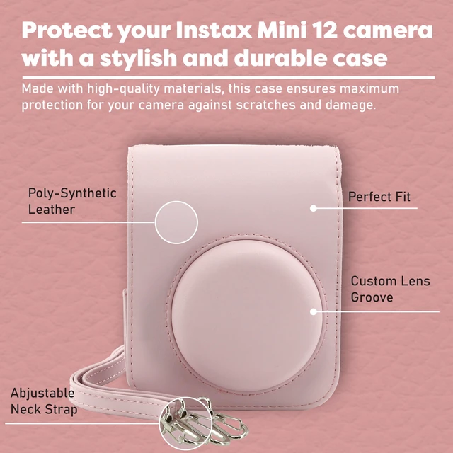 Alt view image 4 of 7 - Instax Mini 12 Instant Camera Bundle with Instax Mini Instant Film Value Pack (60 Sheets) with Accessories Including Protective Case, Strap, Photo Album (Blosssom Pink)