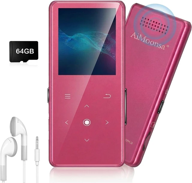 Main image of 64GB MP3 Player with Bluetooth 5.2, Music Player with Built-in HD Speaker, FM Radio, Voice Recorder, HiFi Sound, E-Book Function, Rose Red