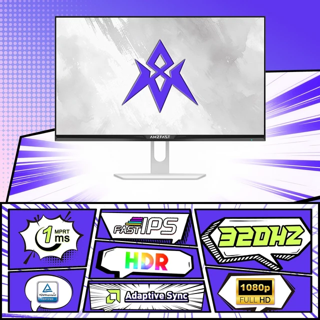 Alt view image 2 of 7 - 25 Inch White Gaming Monitor 320Hz/300Hz/240Hz, FHD 1080P 1ms Fast IPS Monitor, Exchange (DP Cable) TÜV Rheinland Eye Care AI Crosshair, Night Vision Function, AMZG25F6F