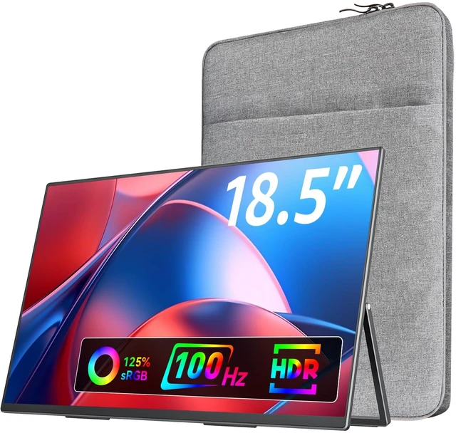 Main image of Portable Monitor for Laptop, IPS USB-C HDMI Travel Second Monitor for MacBook Pro Air, PC, PS5, Xbox, Portable Second Screen, Built-in Kickstand, Speakers, VESA Mountable, 18.5 Inch
