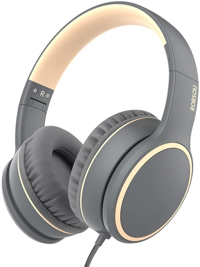 Main image of R10 Over-Ear Headphones with Microphone, Lightweight Folding Stereo Bass Headset with 1.5M No-Tangle Cord, Portable Wired Headphones for Smartphone Tablet Computer MP3 / 4 (Grey)