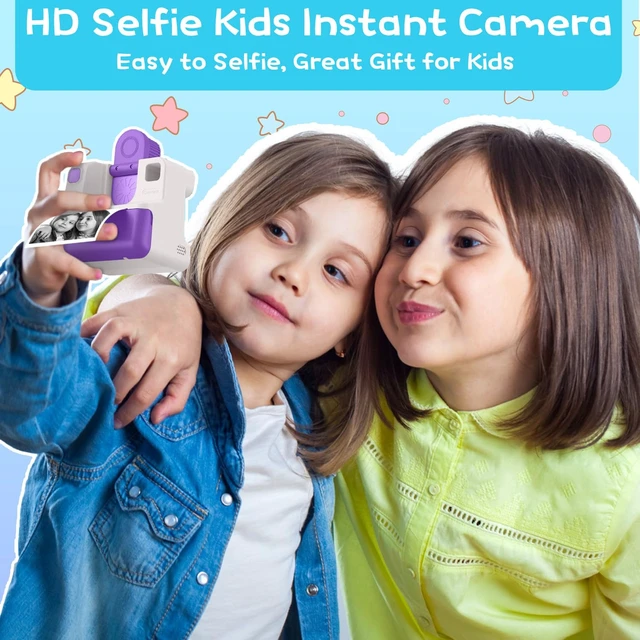 Alt view image 3 of 7 - Kids Camera Instant Print, Christmas Birthday Gifts for Girl Boys Kids 3-12 FHD Selfie Digital Video Cameras Toddler 3 Rolls Print Paper & 32G Card (Retro, Purple-White)