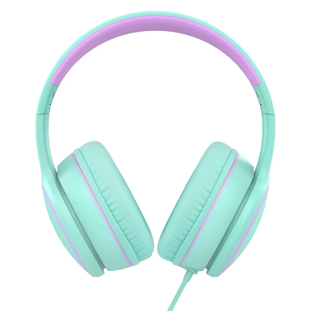 Alt view image 2 of 7 - R10 Over-Ear Headphones with Microphone, Lightweight Folding Stereo Bass Headset with 1.5M No-Tangle Cord, Portable Wired Headphones for Smartphone Tablet Computer MP3 / 4 (Green)