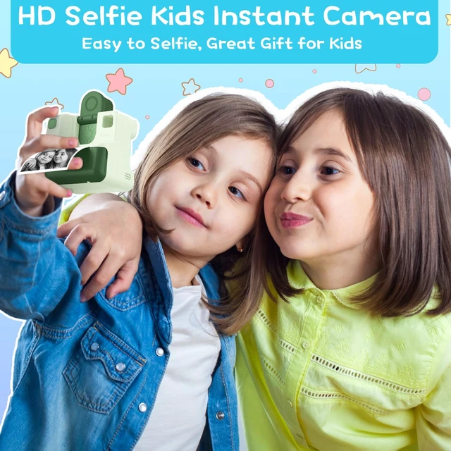 Alt view image 3 of 7 - Kids Camera Instant Print, Christmas Birthday Gifts for Girl Boys Kids 3-12 FHD Selfie Digital Video Cameras Toddler 3 Rolls Print Paper & 32G Card (Retro, Green-White)