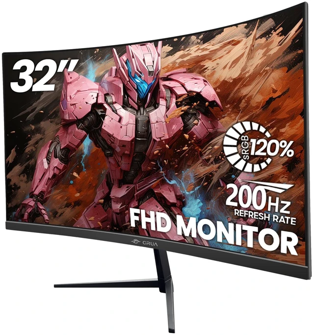 Main image of 32" FHD 200Hz Curved Gaming Monitor, 1800R, AMD FreeSync, Black VA Screen, 120%sRGB Color, Blue Light Filter, HDMI/DP and Wall Mount Setup For PC Gaming, Computer Work, Movies and Streaming