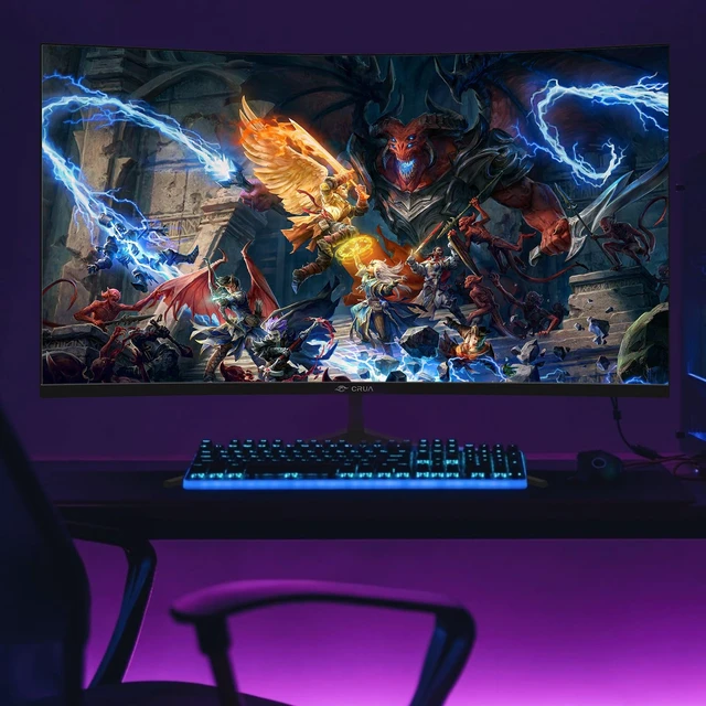 Alt view image 7 of 7 - 32" FHD 200Hz Curved Gaming Monitor, 1800R, AMD FreeSync, Black VA Screen, 120%sRGB Color, Blue Light Filter, HDMI/DP and Wall Mount Setup For PC Gaming, Computer Work, Movies and Streaming