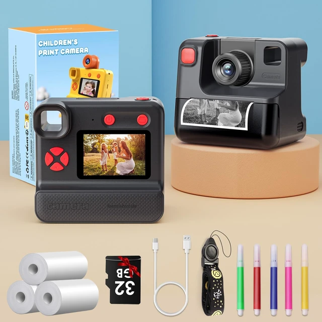 Alt view image 7 of 7 - Kids Camera Instant Print, Christmas Birthday Gifts for Girl Boys 3-12 Years Old, FHD Selfie Digital Video Cameras Toddler 3 Rolls Print Paper & 32G Card